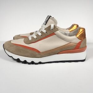 Paul Grean Leather Sneakers Shoes I Feel Good Biege Orange Womens Size 7 EUC!